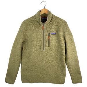 Patagonia Retro Pile Pullover 1/4 Zip Fleece Jacket  KHAKI Green Small